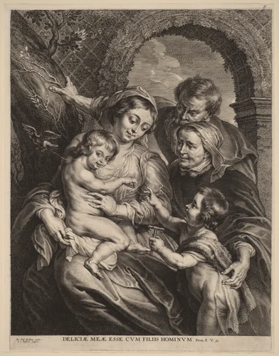 The Holy Family with the Goldfinch by Schelte Adams Bolswert, print, 1586-1659