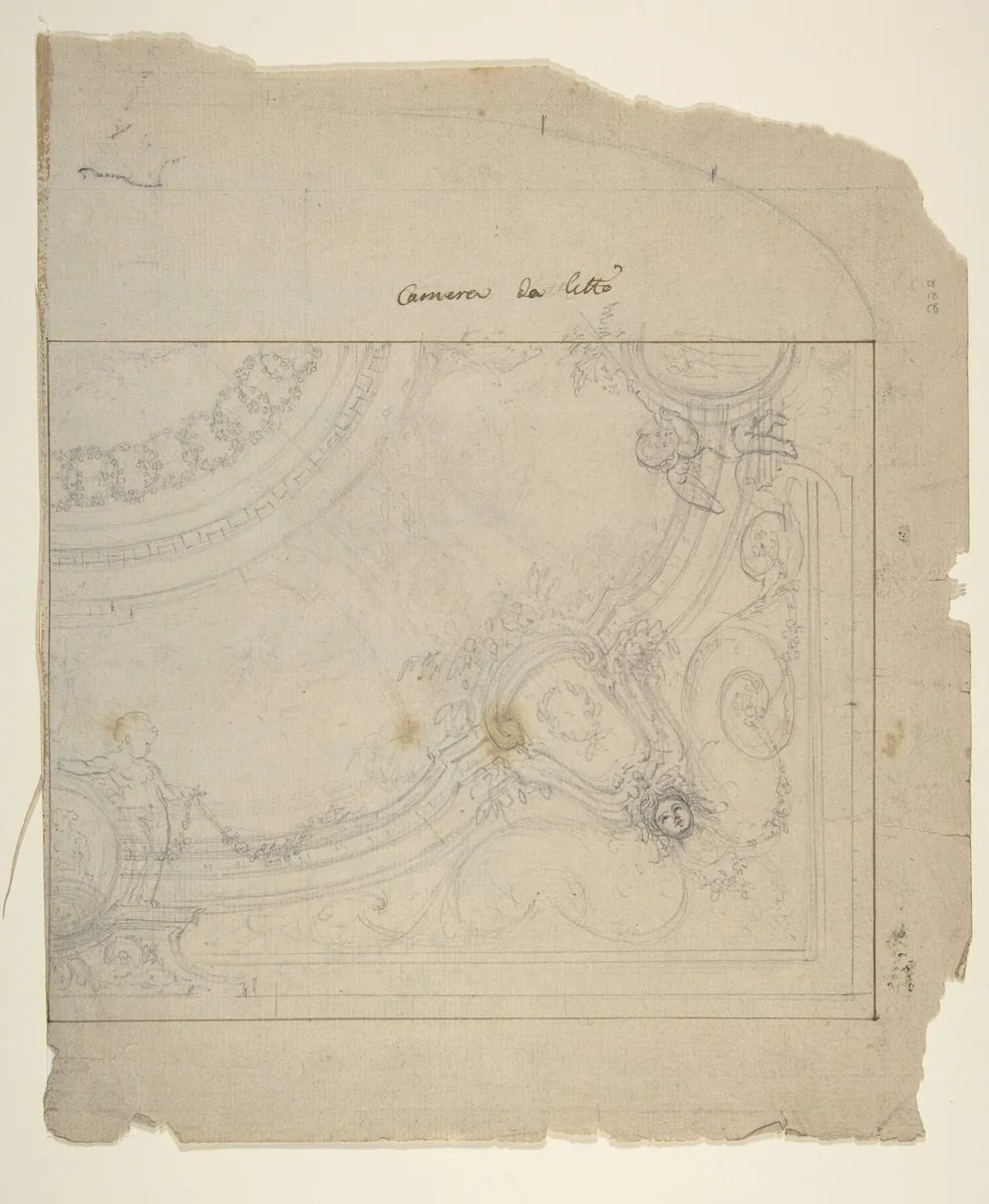 Ceiling Design by Leonardo Marini, drawing, 1700-1800