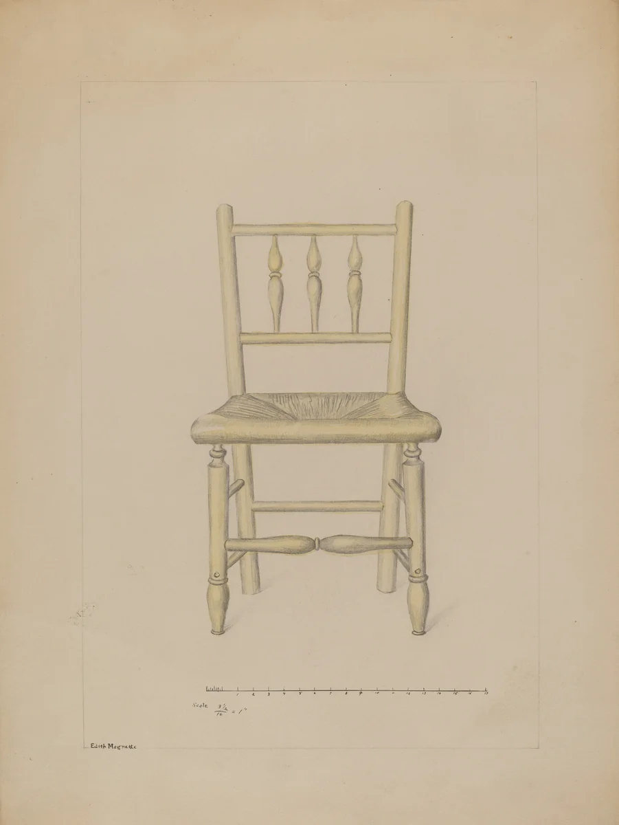 Small Rush Bottom Chair by Edith Magnette, index of american design, 1936