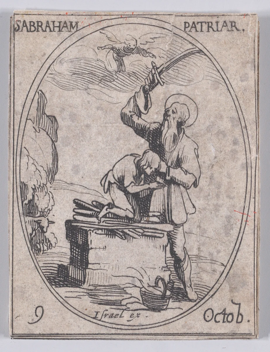 S. Abraham, patriarche (St. Abraham, Patriarch), October 9th, from "Les Images De Tous Les Saincts et Saintes de L'Année" (Images of All of the Saints and Religious Events of the Year) by Jacques Callot, print, 1636