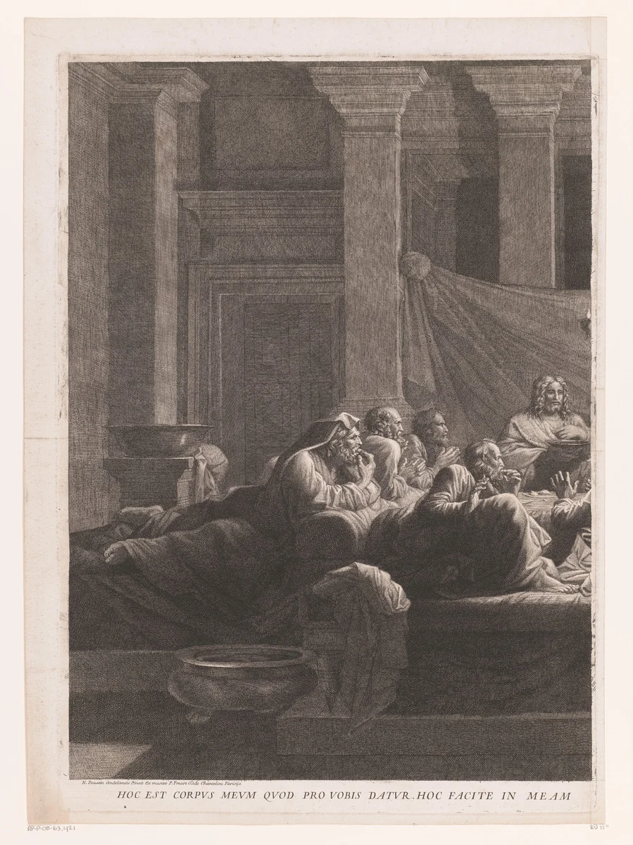 Laatste Avondmaal (linker deel) by Jean Pesne, print, 1633-1700