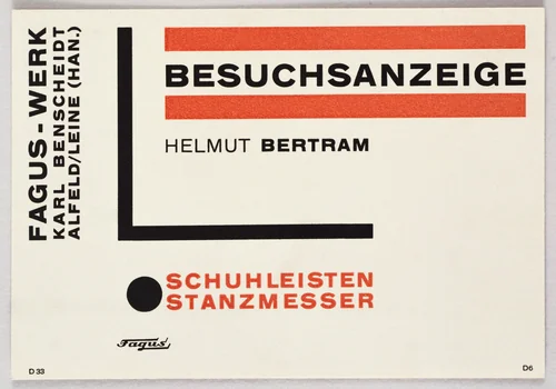 Fagus-Werk Besuchsanzeige, Helmut Bertram by Unknown Artist, design, 1925