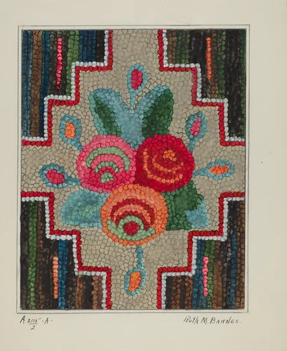 Hooked Rug by Ruth M. Barnes, index of american design, 1936