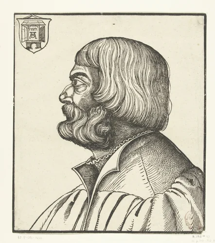 Portret van Albrecht Dürer by Unknown, print, 1527