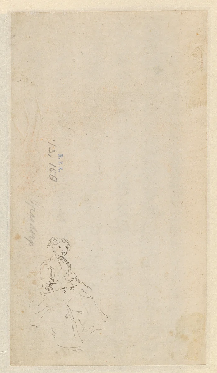 Zittende vrouw by Gerrit Grasdorp, drawing, 1661-1693
