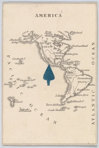 America, from "Court Game of Geography" by William and Henry Rock, print, 1838-1855