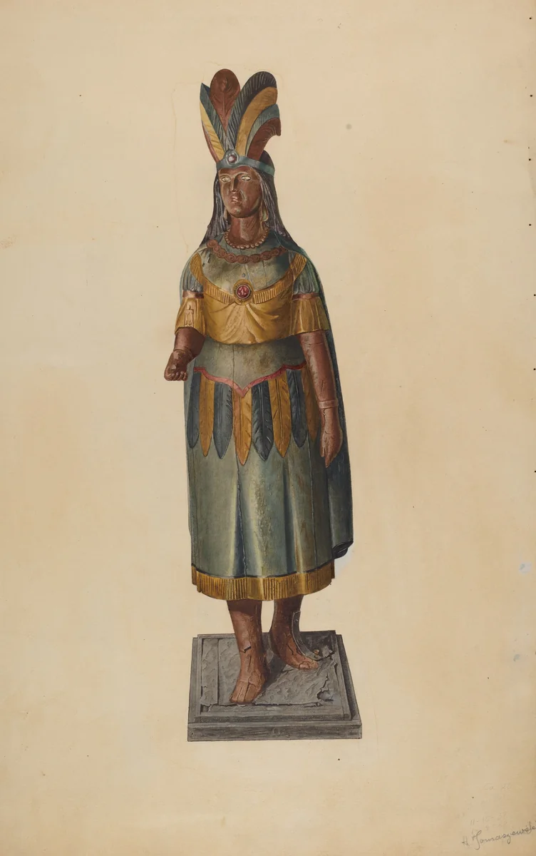 Cigar Store Indian by Henry Tomaszewski, index of american design, 1938