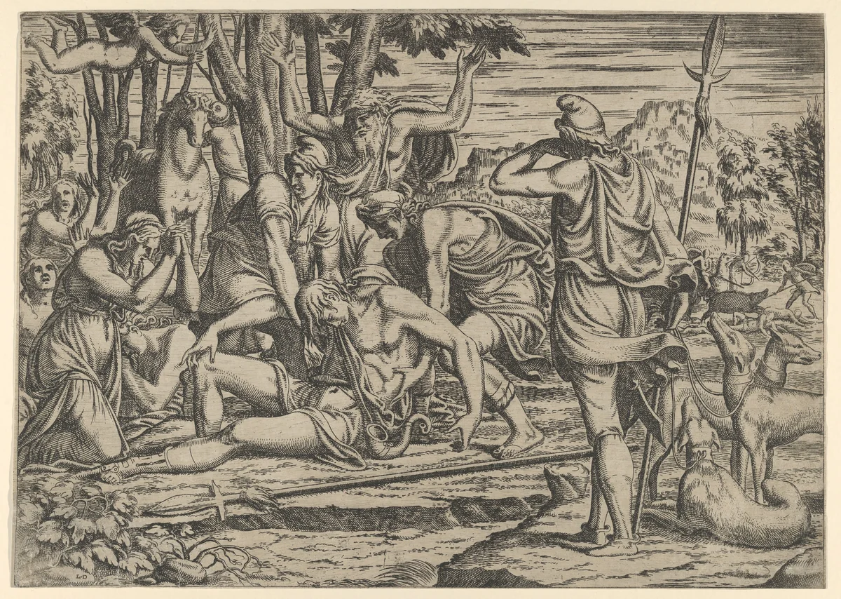 Death of Adonis by Léon Davent, print, 1540-1556