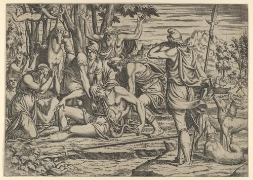 Death of Adonis by Léon Davent, print, 1540-1556