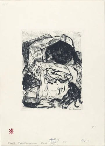 Sleeping Couple (Schlafende) by Max Beckmann, print, 1917