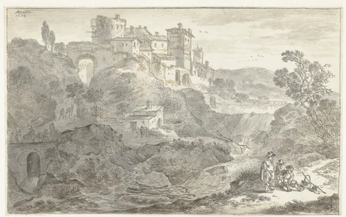 Italianate Landscape by Adriaen van der Kabel, drawing, 1654