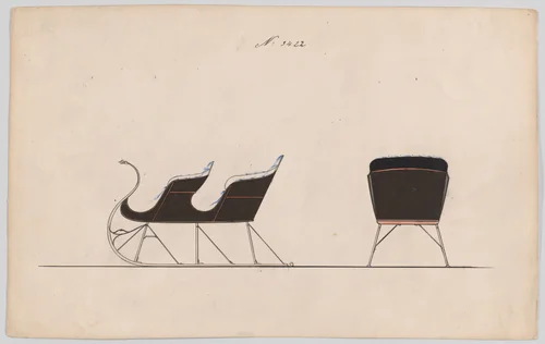Design for 4 Seat Sleigh, no. 3422 by Brewster & Co., drawing, 1878