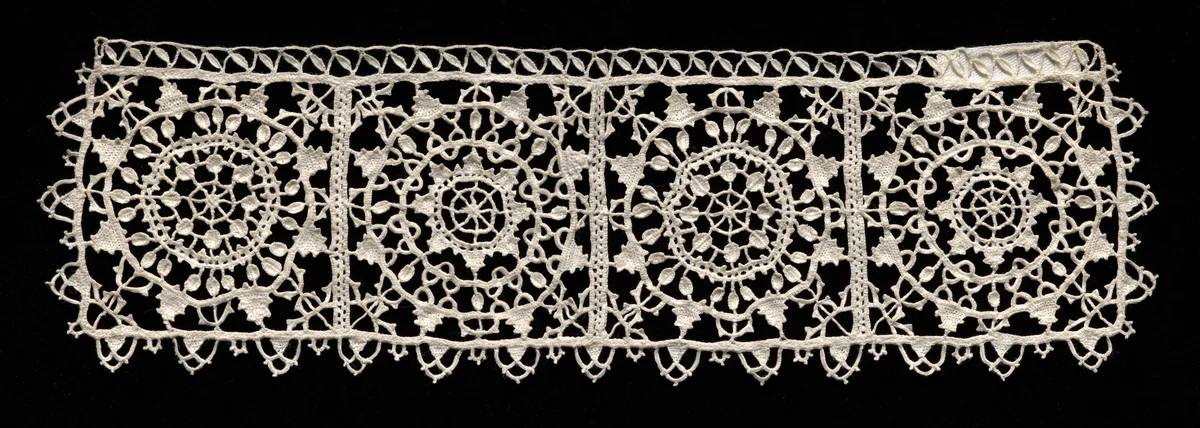Needlepoint (Reticella) Lace Cuff by Unknown, textile, 1550-1599
