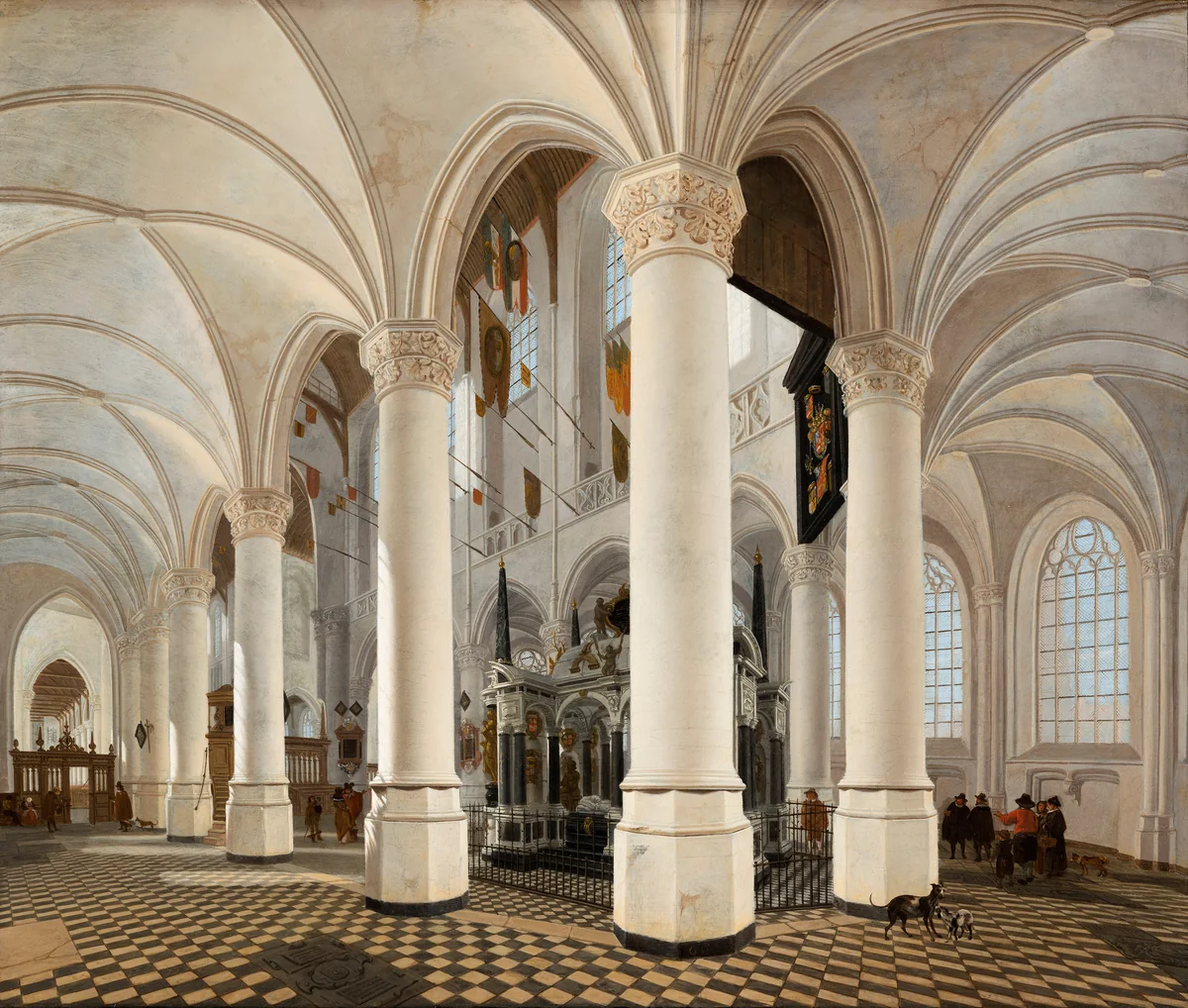 Ambulatory of the Nieuwe Kerk in Delft, with the Tomb of William the Silent by Gerard Houckgeest, painting, 1651