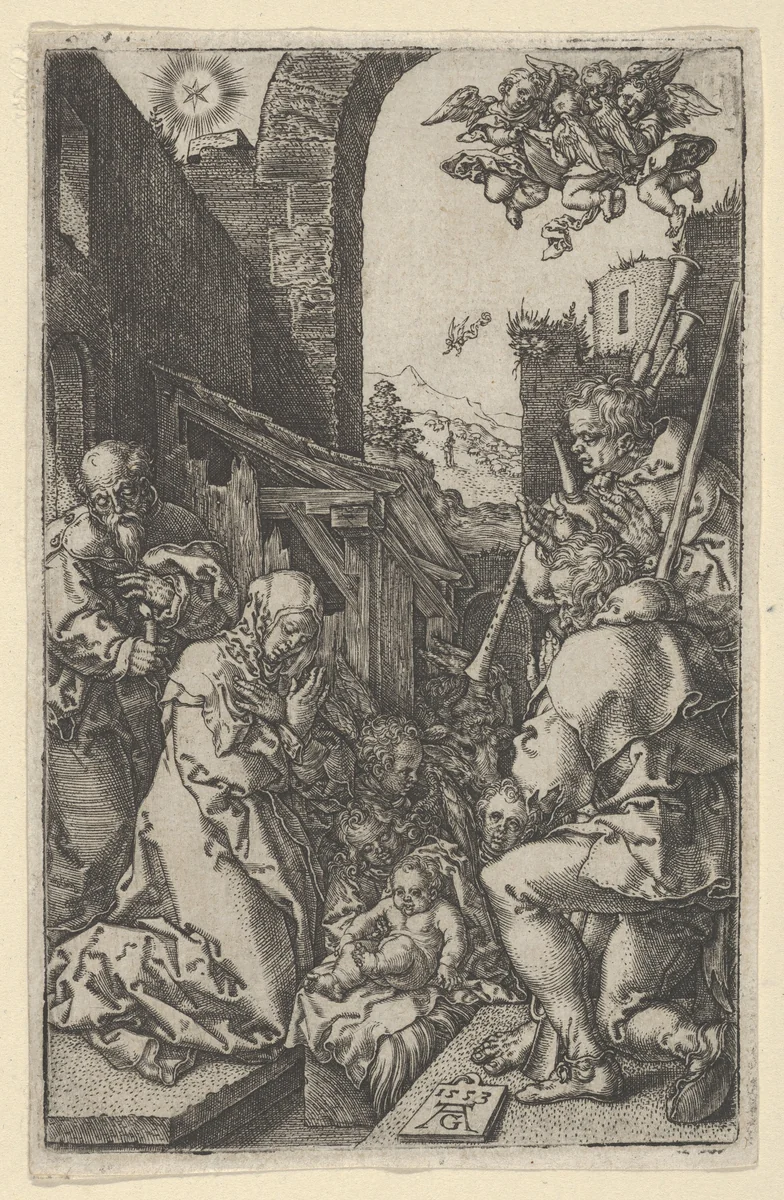 The Adoration of the Shepherds by Heinrich Aldegrever, print, 1553