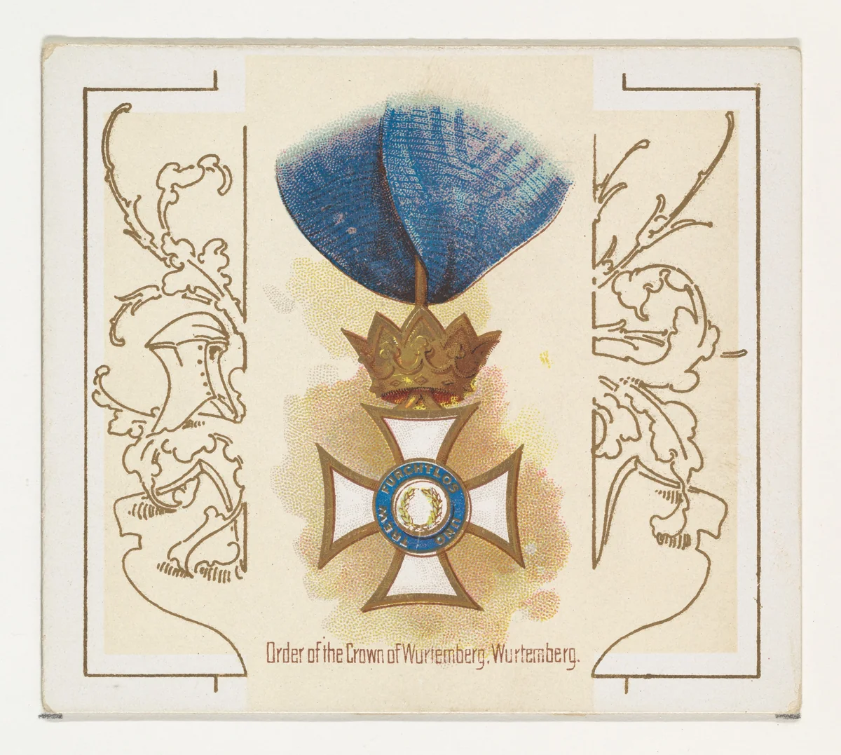Order of the Crown of Wurtemberg, Wurtemberg, from the World's Decorations series (N44) for Allen & Ginter Cigarettes by Allen & Ginter, print, 1890