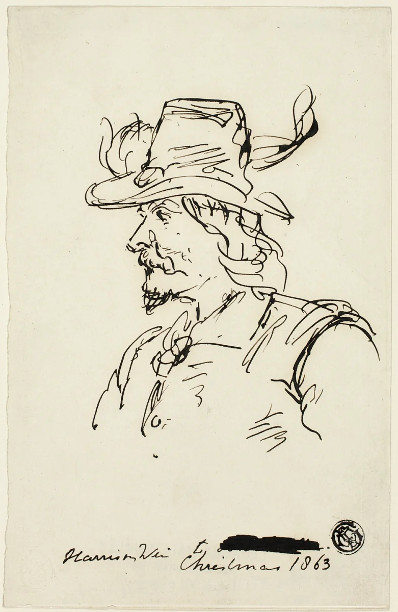 Head of a Cavalier by Harrison William Weir, drawing, 1863-1906