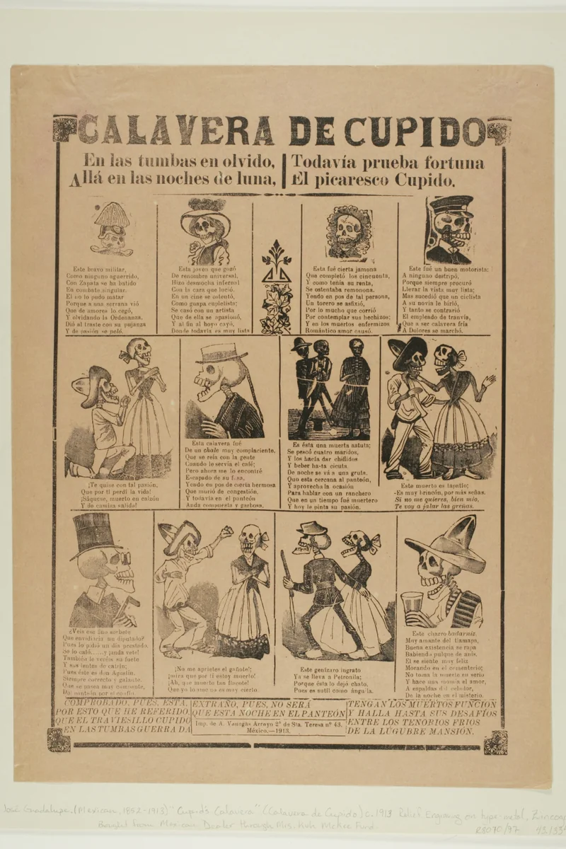 Cupid's Calavera by José Guadalupe Posada, print, 1871-1913