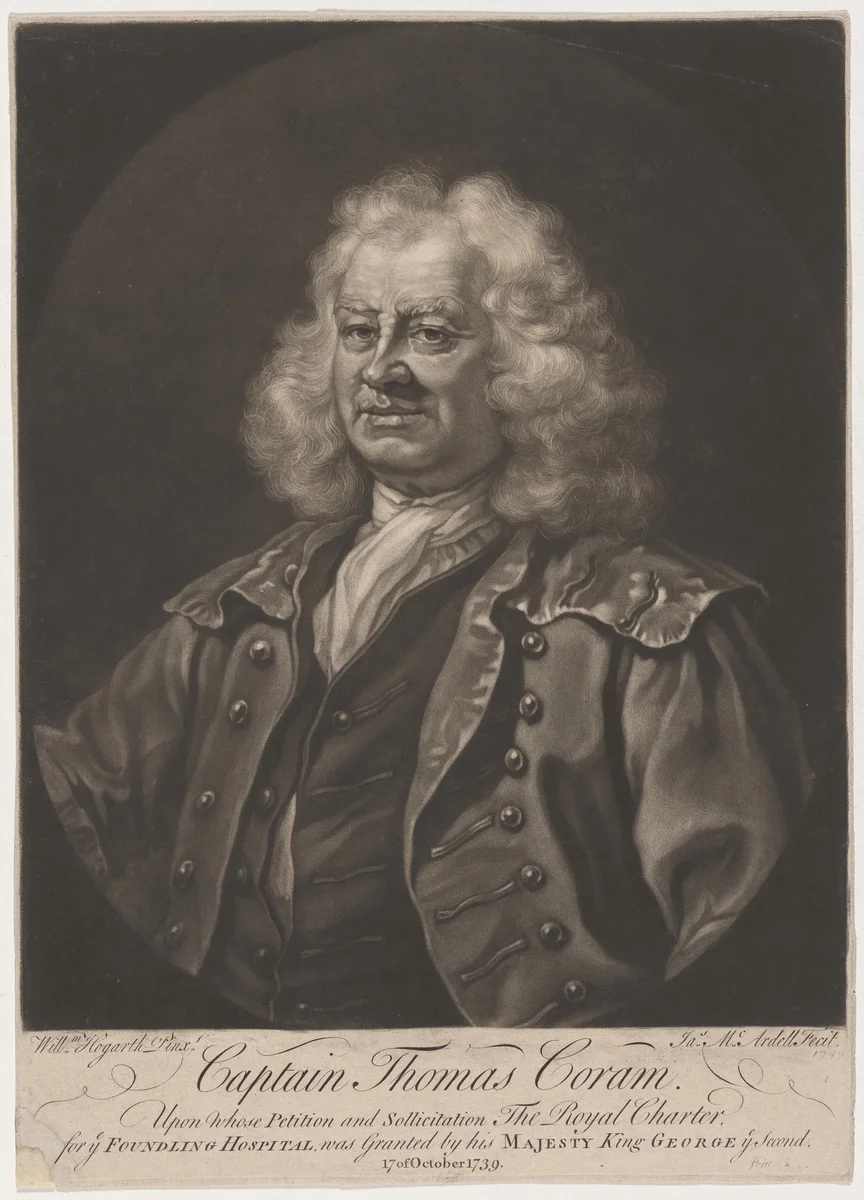 Captain Thomas Coram by James MacArdell; William Hogarth, print, 1749