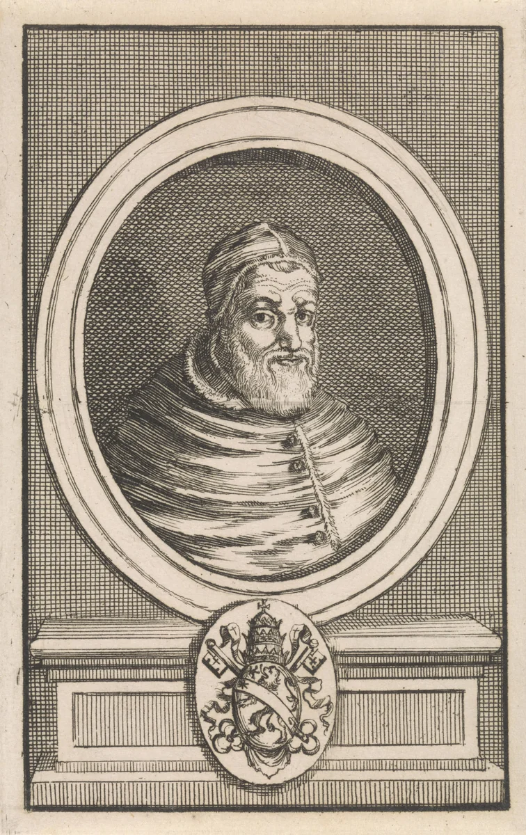 Borstbeeld van paus Sixtus V by Jan Luyken, print, 1697
