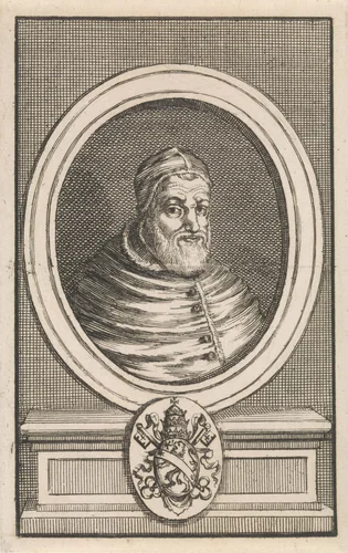 Borstbeeld van paus Sixtus V by Jan Luyken, print, 1697