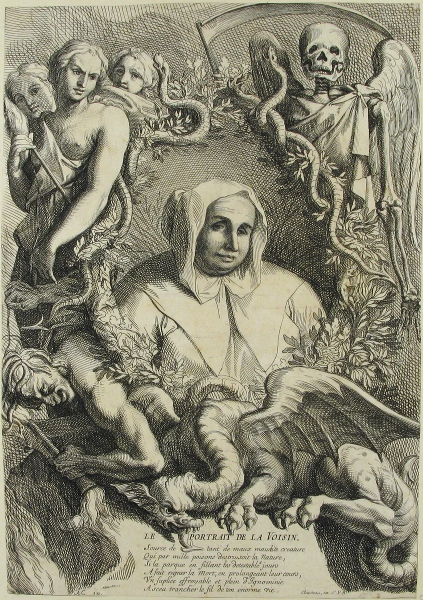 Portrait of la Voisin by Antoine Coypel, print, 1675-1722