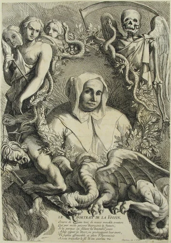 Portrait of la Voisin by Antoine Coypel, print, 1675-1722