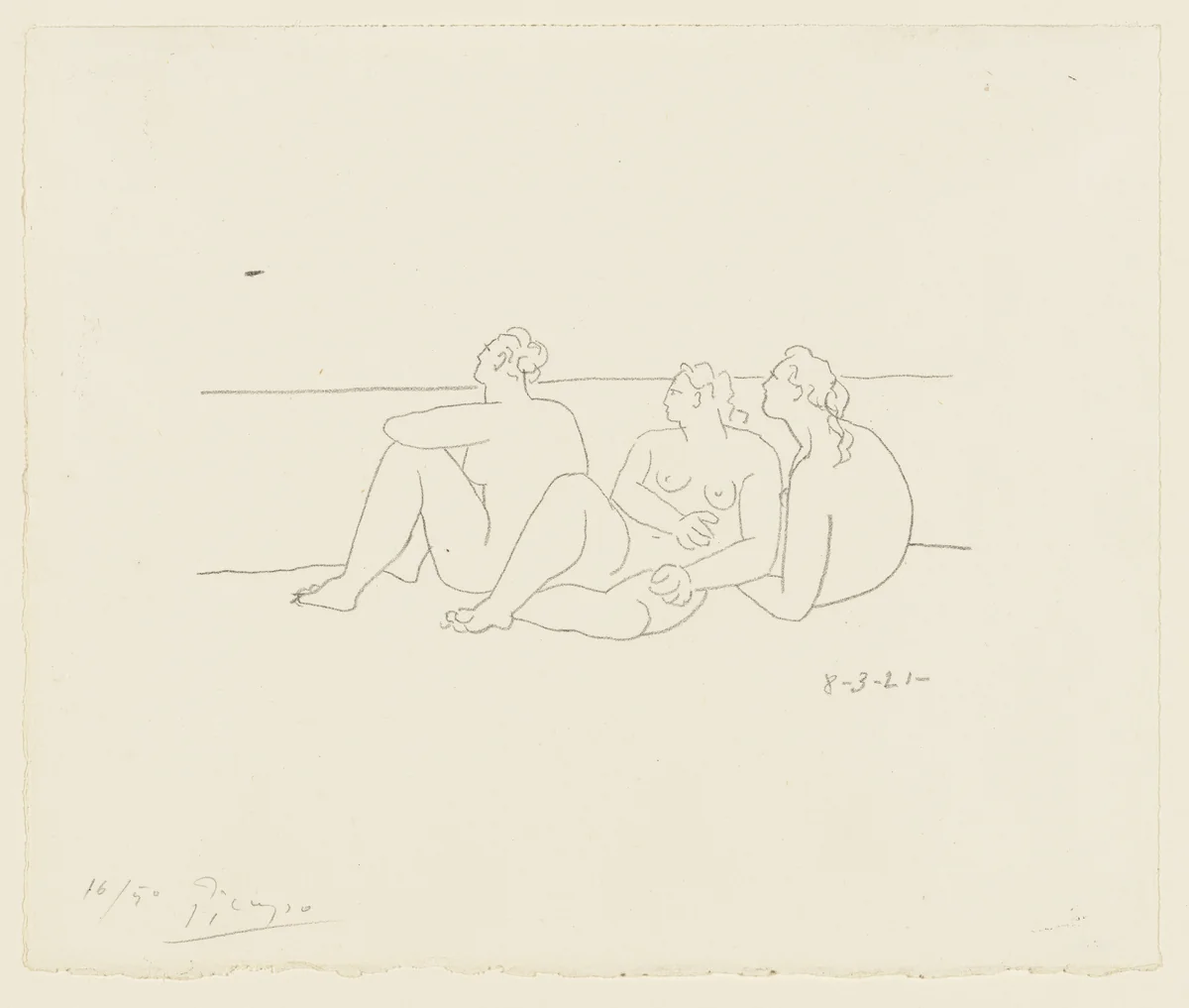 On the Beach, II (Three Nudes) (Sur la plage. II (Trois nus]) from the series Four Lithographs (Quatre lithographies) by Pablo Picasso, print, 1921