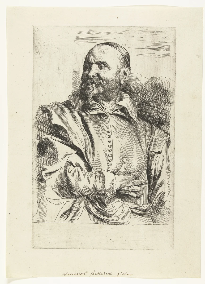 Portret van Jan Snellinck by Anthony van Dyck, print, 1630-1641