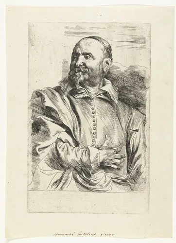 Portret van Jan Snellinck by Anthony van Dyck, print, 1630-1641