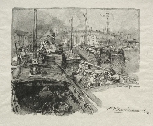 Le Bassin de la Villette by Auguste Louis Lepère, print, 1890