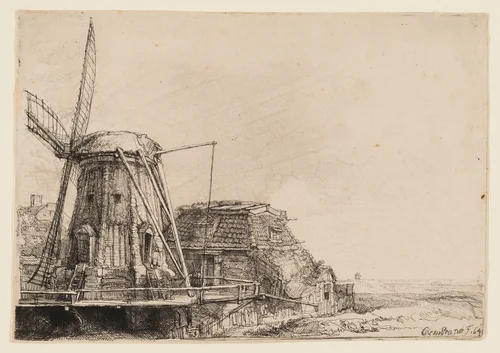 The Windmill by Rembrandt van Rijn, print, 1641