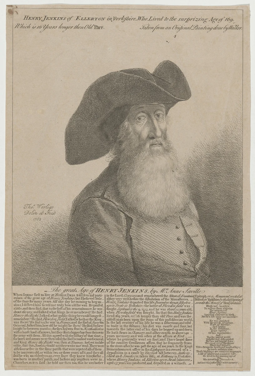 The Great Age of Henry Jenkins by Thomas Worlidge, print, 1752