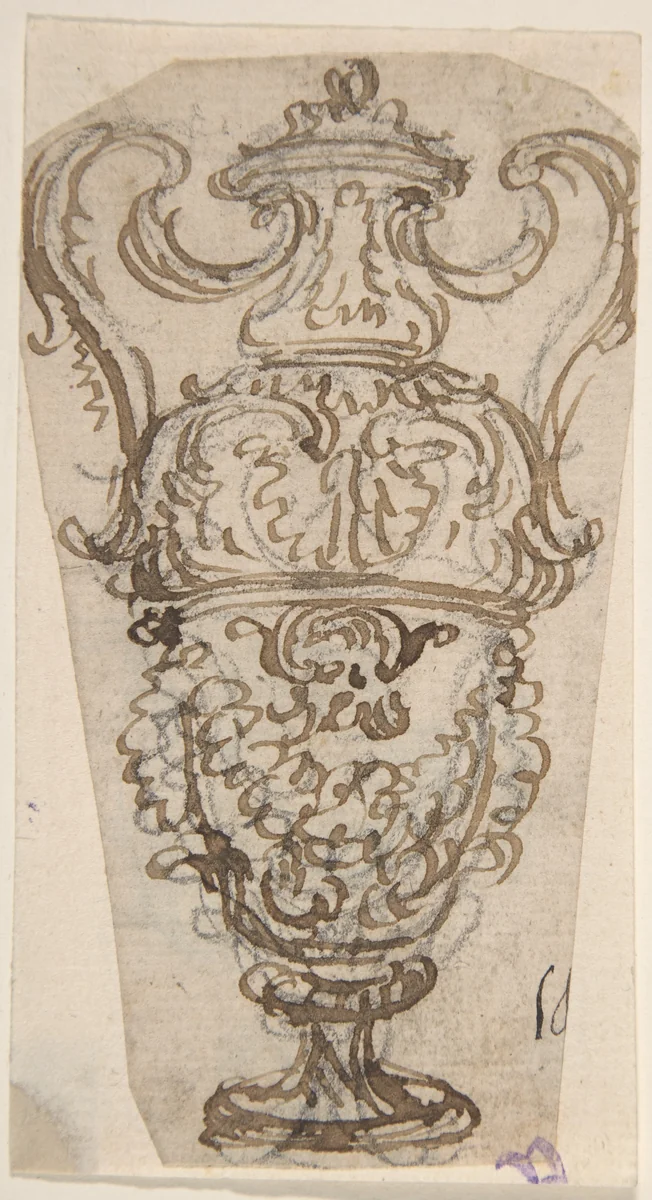 Outline of Design for a Two-Handled Vase by Giovanni Battista Foggini, drawing, 1652-1725