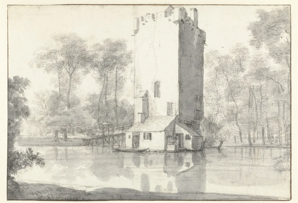 View of Huis te Vleuten, Seen from the North by Roelant Roghman, drawing, 1646-1647