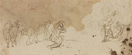 Studies of Figures for an Adoration of the Magi [verso] by Donato Creti, drawing, 1671-1749