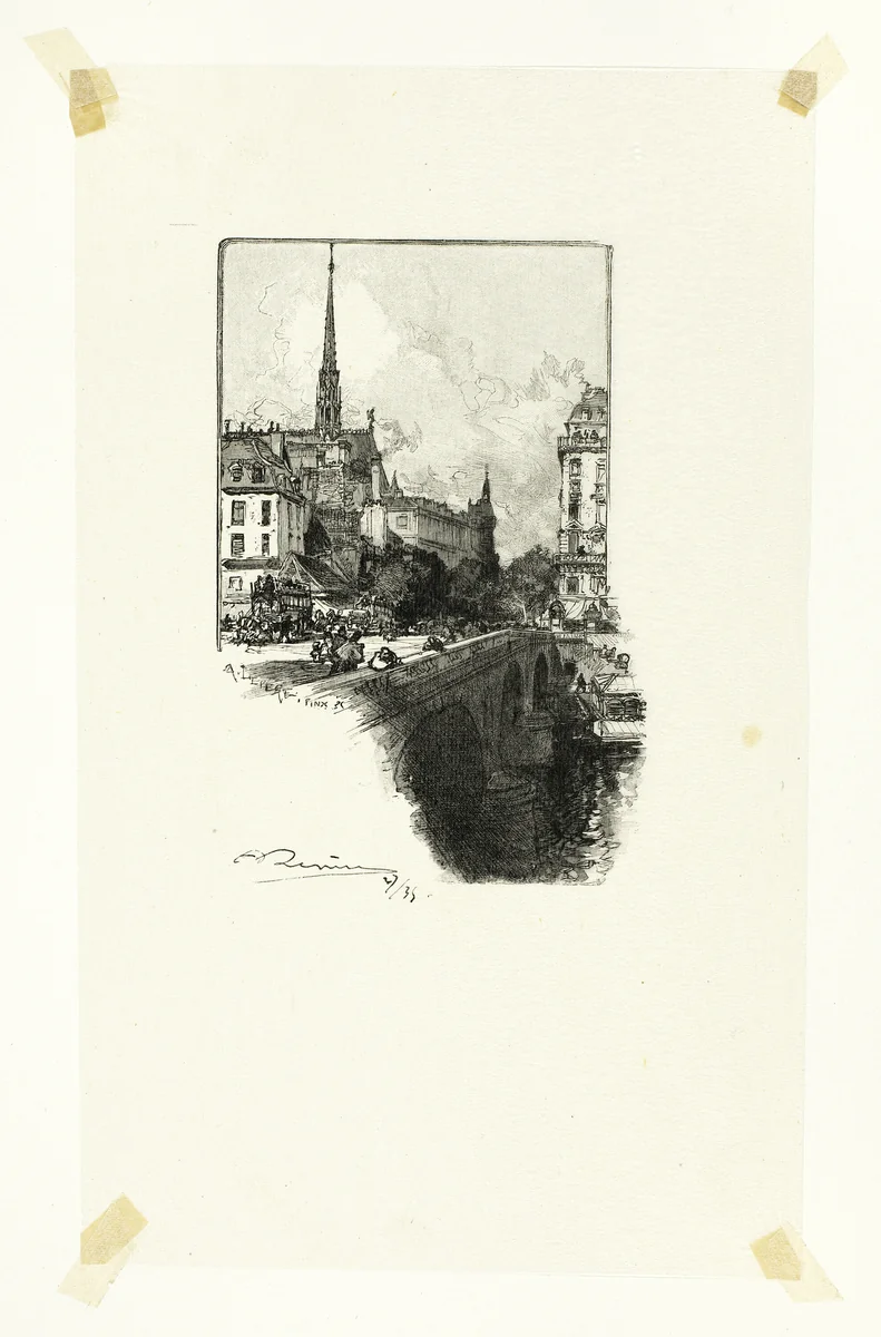 Le Pont Saint-Michel, plate twelve from Le Long de la Seine et des Boulevards by Louis Auguste Lepère, print, 1890