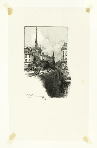 Le Pont Saint-Michel, plate twelve from Le Long de la Seine et des Boulevards by Louis Auguste Lepère, print, 1890