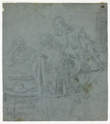 Three Men Seated at Table (recto); Woman Being Crowned by Female Attendant (verso) by Bon Boullongne
Pietro da Cortona, drawing, 1695-1705