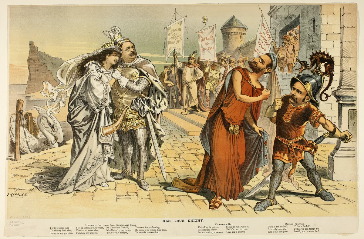 Her True Knight, from Puck by Joseph Keppler, print, 1887