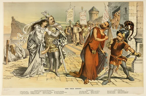 Her True Knight, from Puck by Joseph Keppler, print, 1887