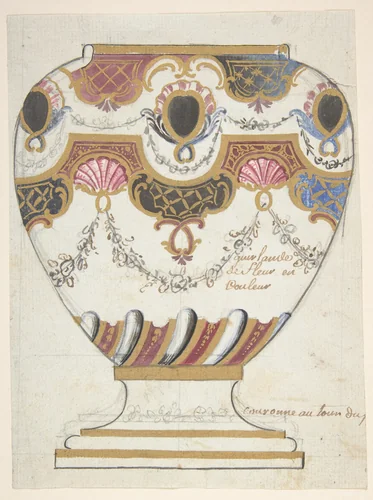 Design for a Porcelain Vase by anonymous, drawing, 1800-1899