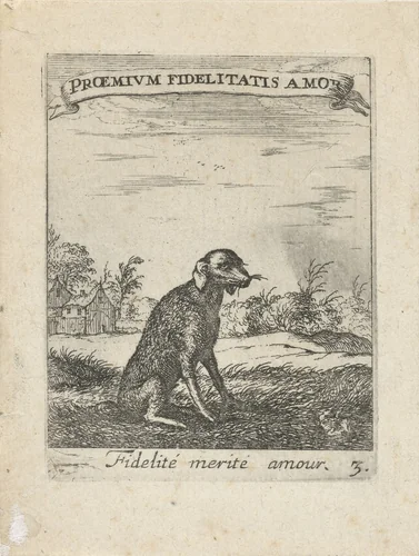 Landschap met hond by Albert Flamen, print, 1672