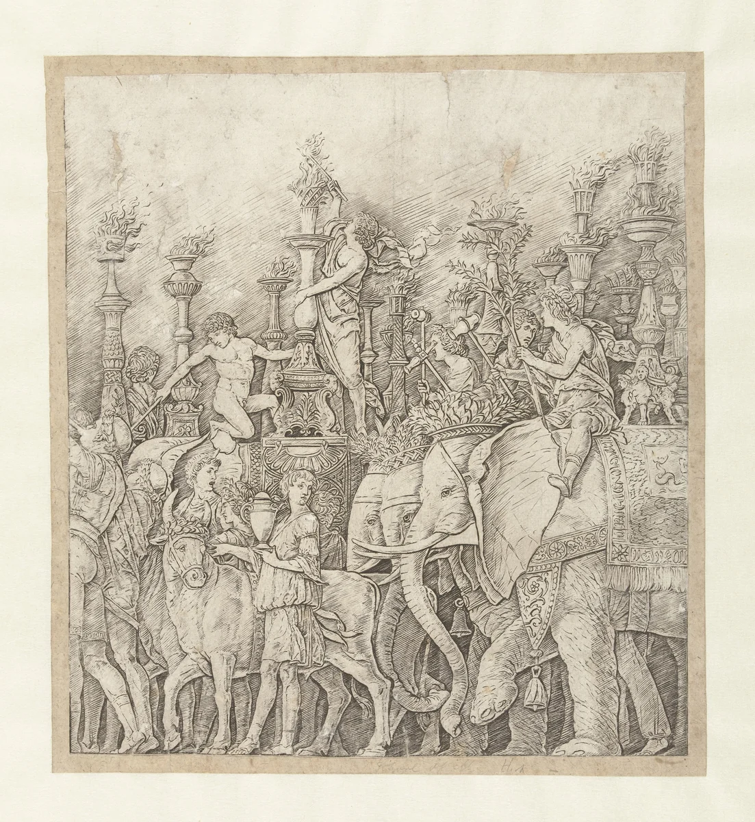 Olifanten in triomftocht van Caesar by Unknown, print, 1486-1492