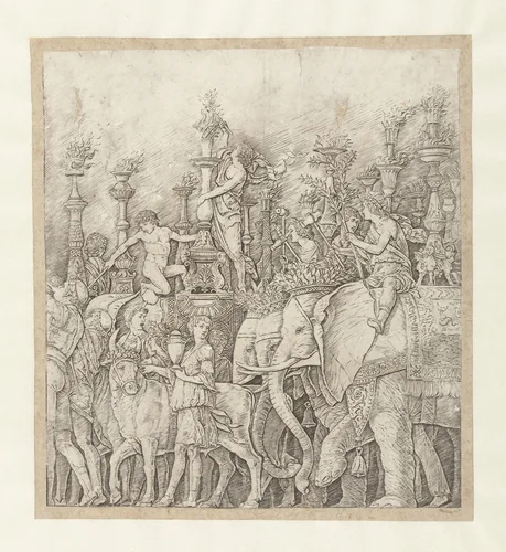 Olifanten in triomftocht van Caesar by Unknown, print, 1486-1492