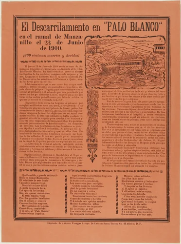 The Derailment in Palo Blanco by José Guadalupe Posada, print, 1910