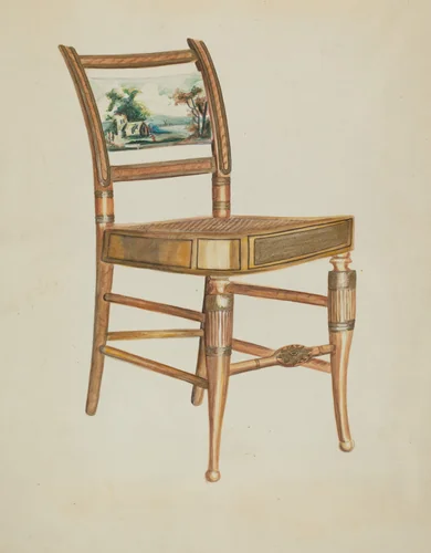Chair - with Hudson River Scenes by Ella Sterling, index of american design, 1935-1942