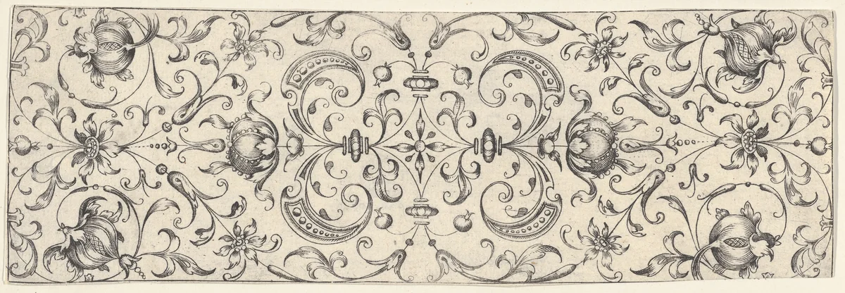 Plate 2, from "Friezes with Birds, Flowers and Meandering Wreaths and Scrolls" by Theodor Bang, print, 1600-1620