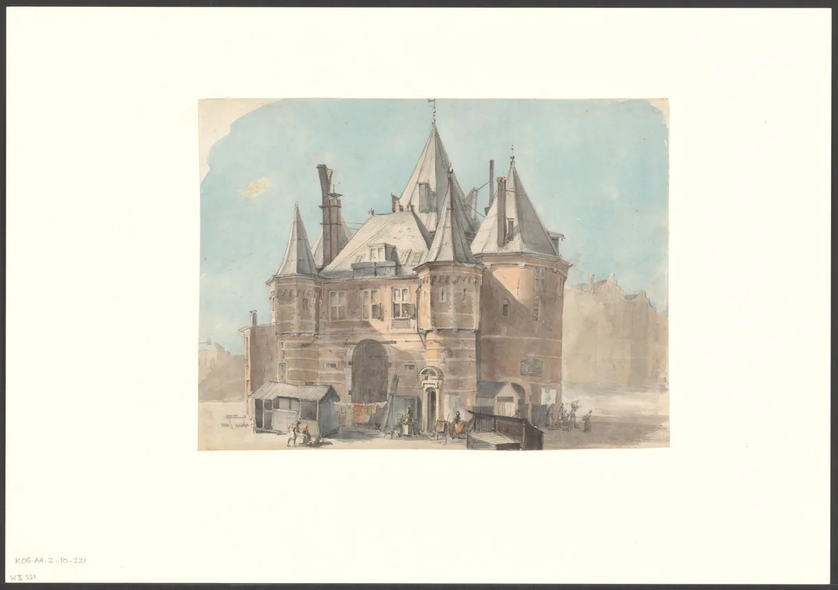 Gezicht op de Nieuwmarkt en de Waag by S.J.H. van der Noorda, drawing, 1800-1899