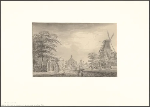 Gezicht op de Weesperpoort, gezien vanaf de Hogesluis by anonymous, drawing, 1750-1850